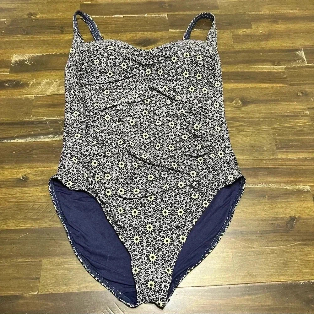 Bond-eye Australia Floral Navy Blue One Piece Bikini Swimsuit Flattering Tummy